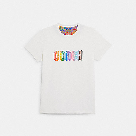COACH C9791 Rainbow Signature T Shirt WHITE
