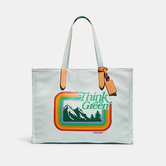 C9805 - Tote 42 In 100 Percent Recycled Canvas Brass/Surf Spray