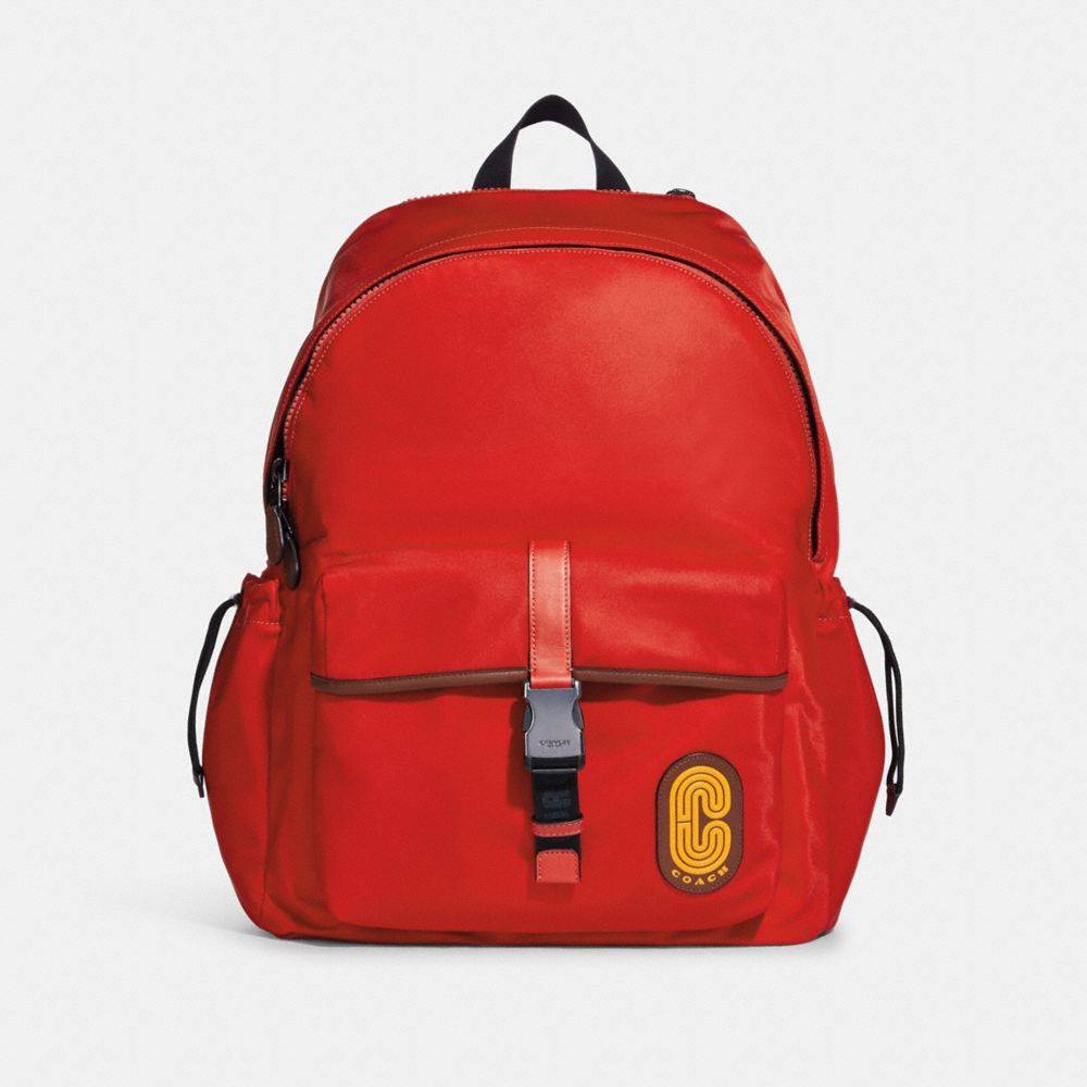 COACH C9834 Max Backpack GUNMETAL/MIAMI RED