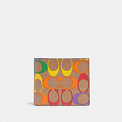 3 In 1 Wallet In Rainbow Signature Canvas - C9863 - GUNMETAL/KHAKI MULTI