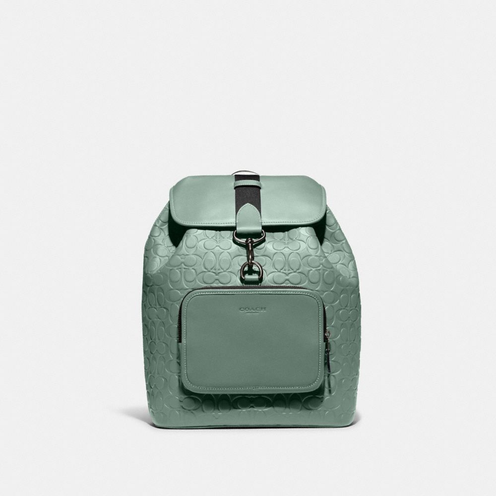 Sullivan Backpack In Signature Leather - C9868 - Gunmetal/Sage