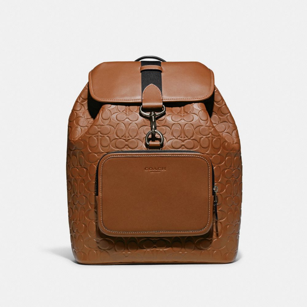 Sullivan Backpack In Signature Leather - C9868 - Gunmetal/Penny
