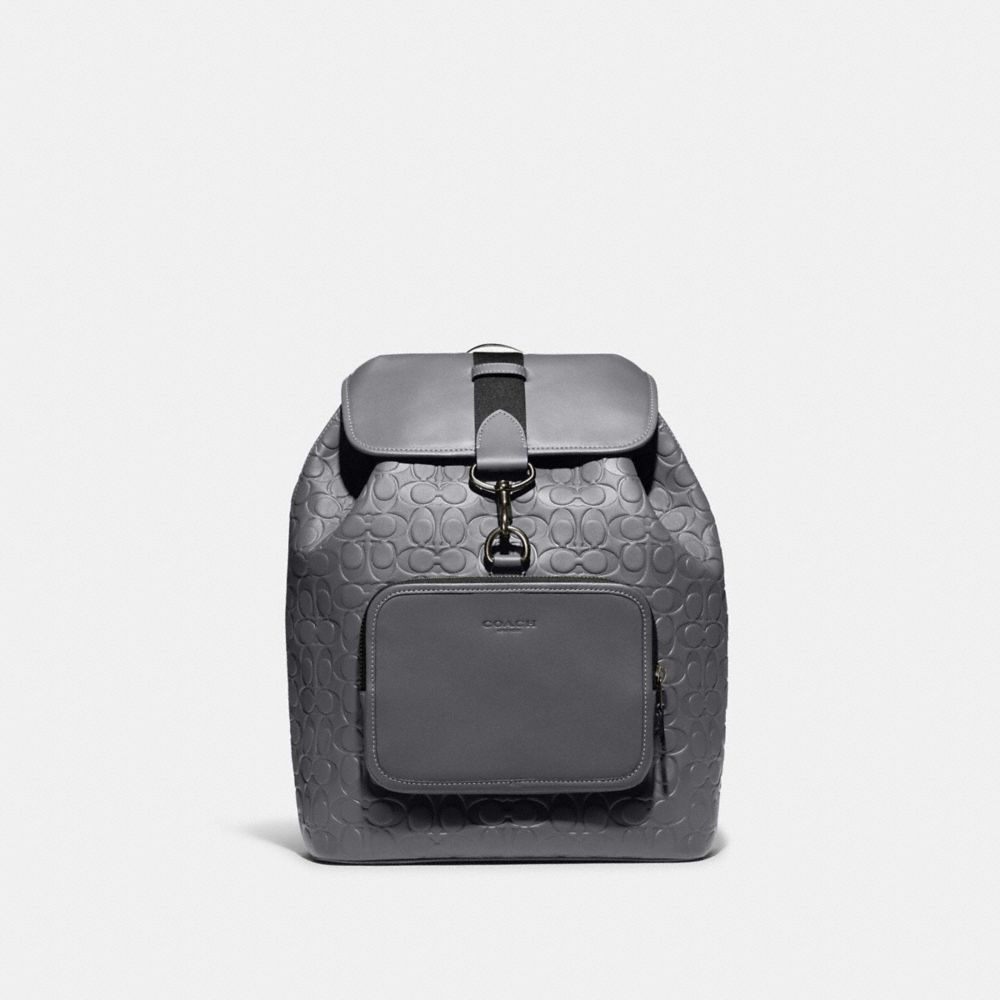 Sullivan Backpack In Signature Leather - C9868 - Gunmetal/Industrial Grey