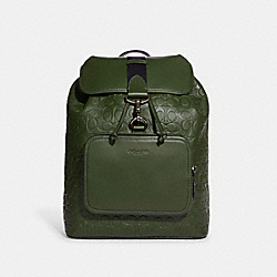 Sullivan Backpack In Signature Leather - GUNMETAL/DARK SHAMROCK - COACH C9868