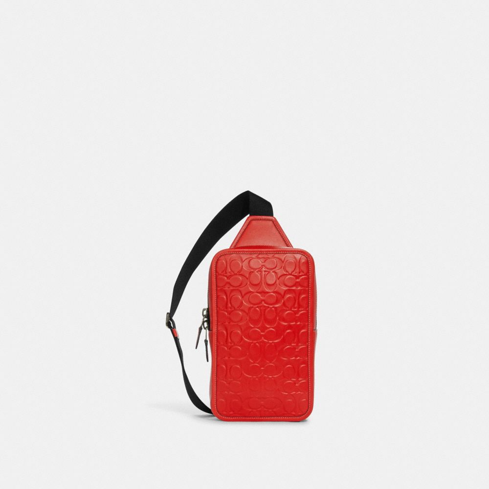 COACH C9869 - Sullivan Pack In Signature Leather GUNMETAL/MIAMI RED