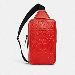 COACH C9869 Sullivan Pack In Signature Leather GUNMETAL/MIAMI RED