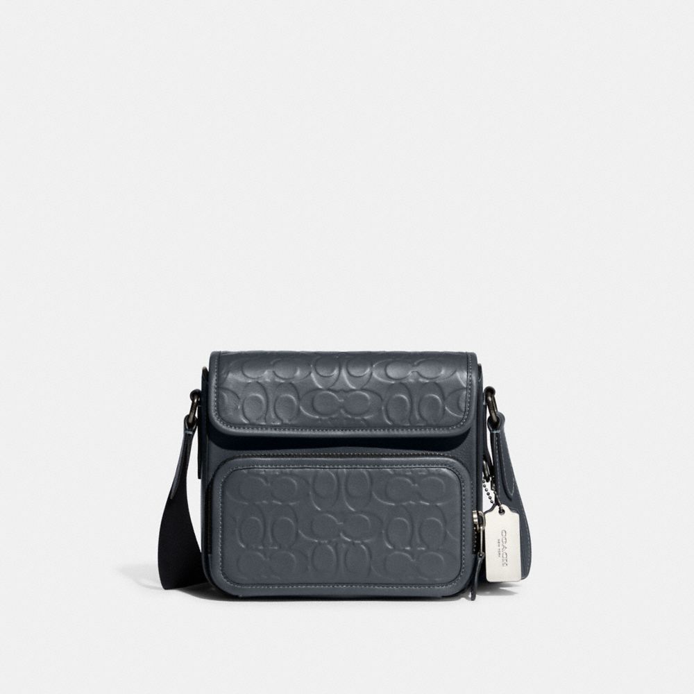 COACH C9871 Sullivan Flap Crossbody In Signature Leather GUNMETAL/DENIM