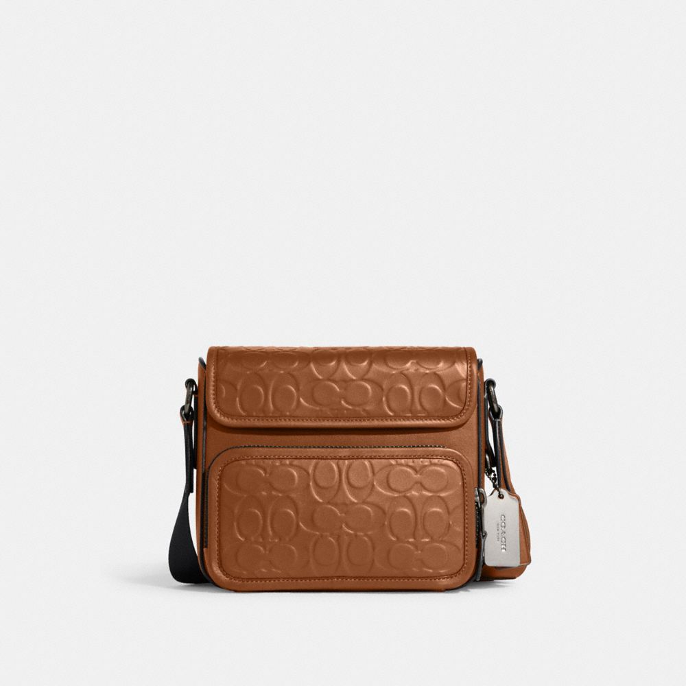 COACH C9871 Sullivan Flap Crossbody In Signature Leather Gunmetal/Penny