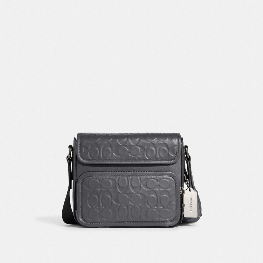 COACH C9871 Sullivan Flap Crossbody In Signature Leather GUNMETAL/INDUSTRIAL GREY