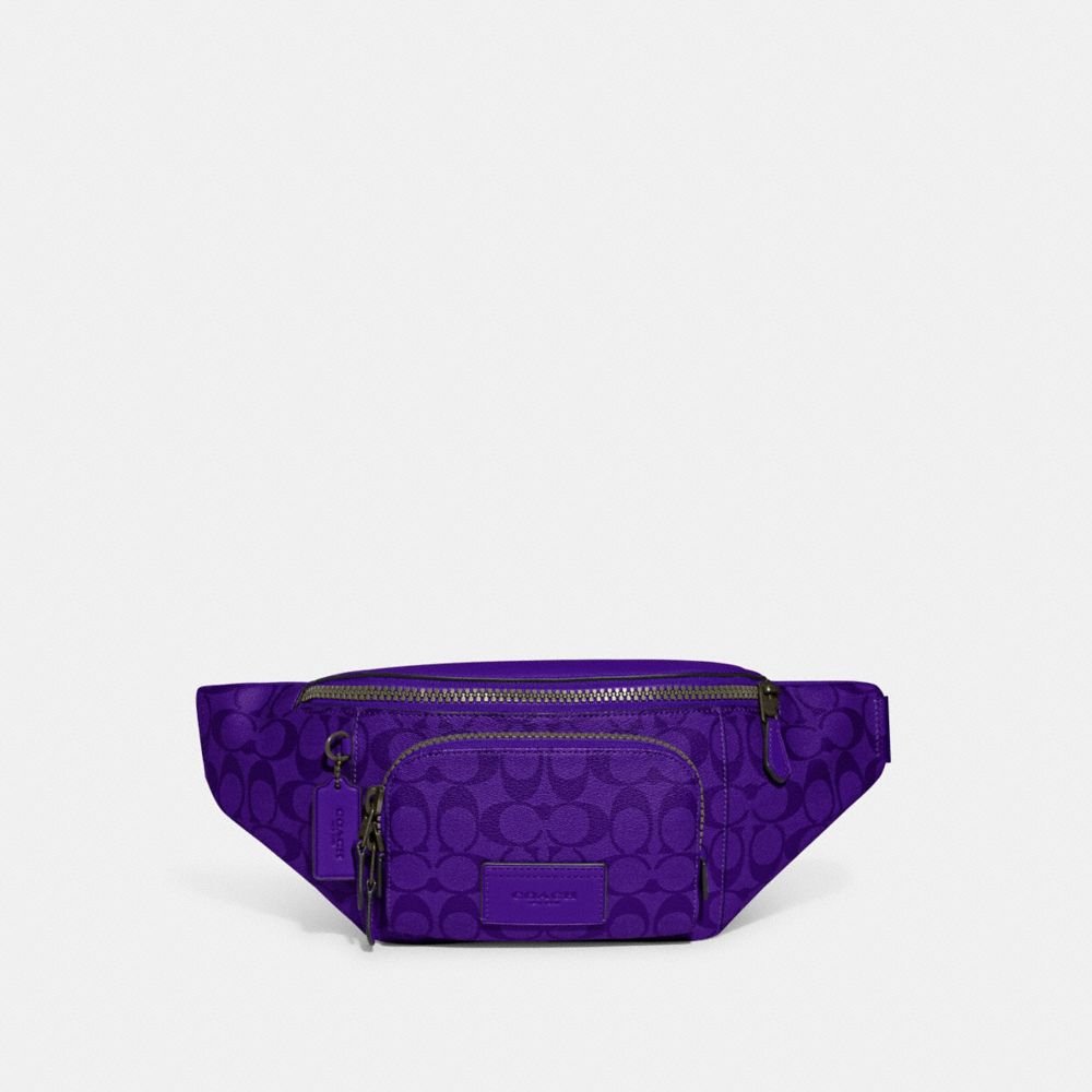 Track Belt Bag In Signature Canvas - GUNMETAL/SPORT PURPLE - COACH C9893