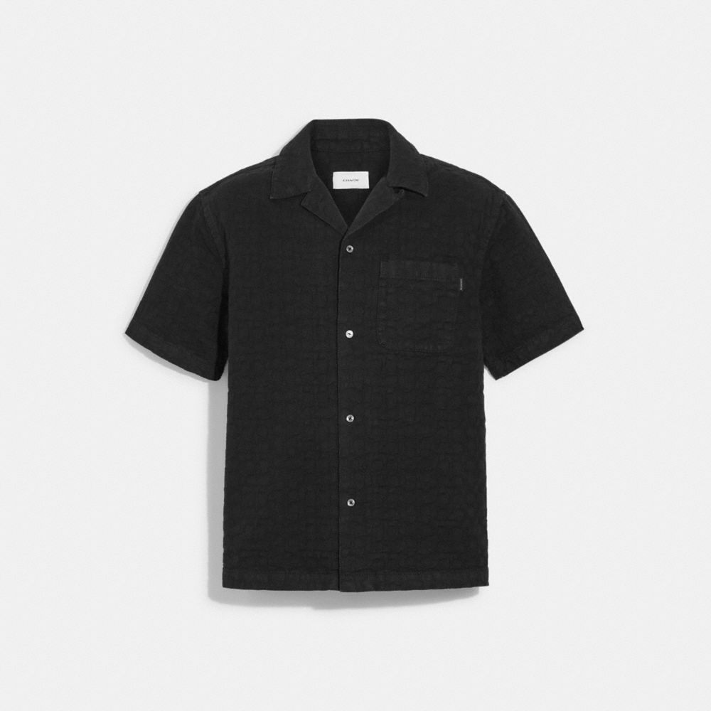 COACH C9909 Denim Camp Shirt BLACK