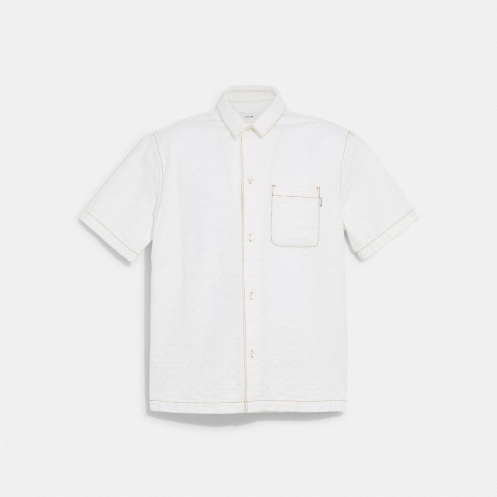 COACH C9909 Denim Camp Shirt WHITE