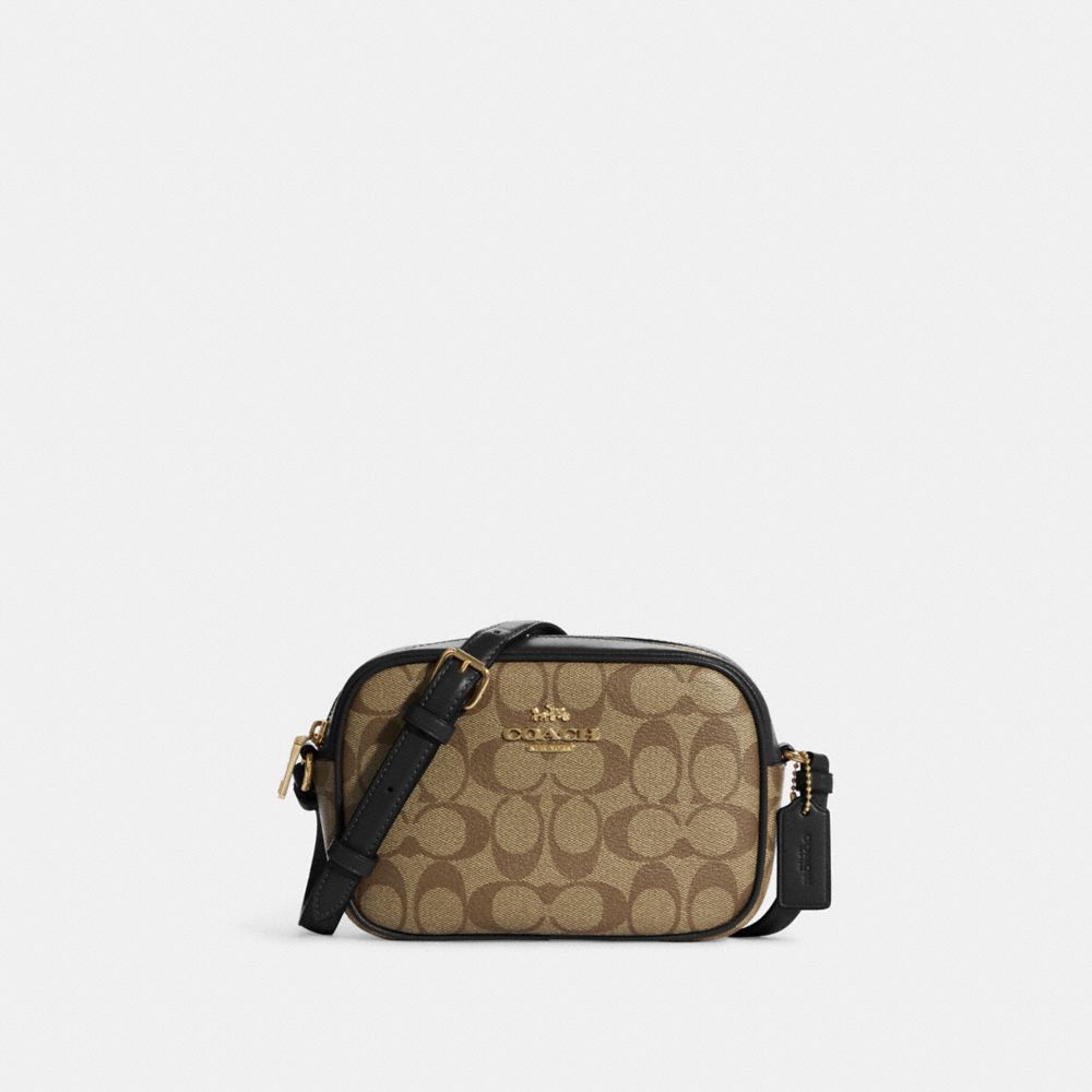 Mini Jamie Camera Bag In Signature Canvas - C9926 - Gold/KHAKI/BLACK