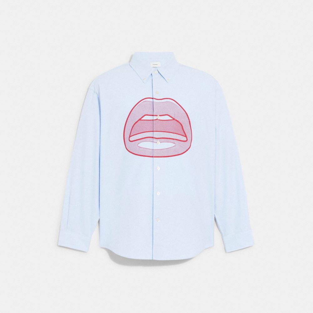 C9928 - Coach X Tom Wesselmann Oxford Shirt In Organic Cotton Blue/White