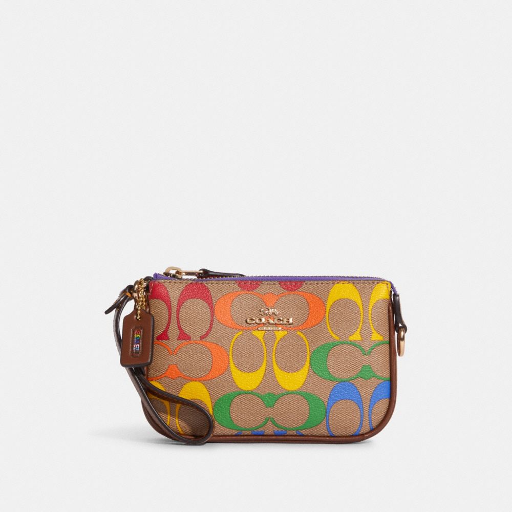 COACH Nolita 15 In Rainbow Signature Canvas - GOLD/KHAKI MULTI - C9941