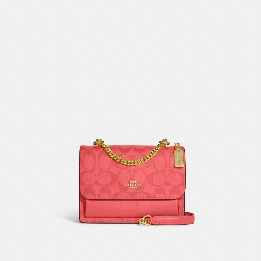 COACH Mini Klare Crossbody In Signature Canvas - GOLD/PINK LEMONADE - C9946