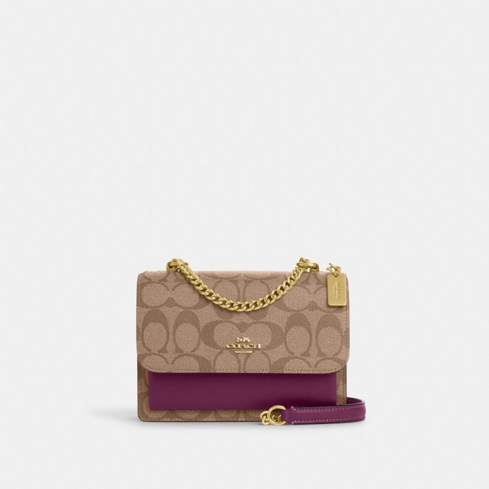 COACH C9946 Mini Klare Crossbody In Signature Canvas GOLD/KHAKI/DEEP BERRY