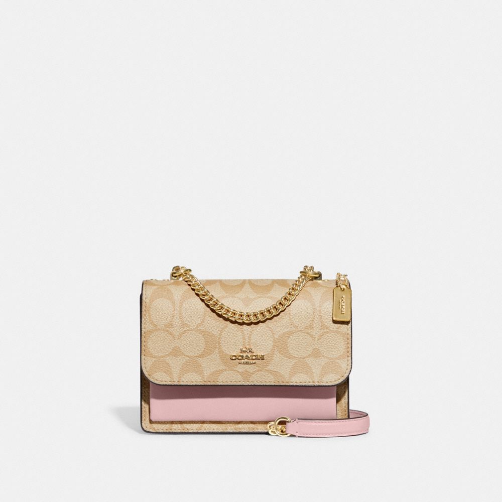 Mini Klare Crossbody In Signature Canvas - C9946 - Im/Lt Khaki/Powder Pink