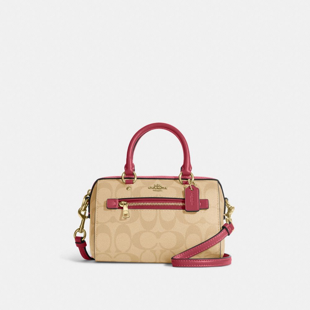 COACH C9947 Mini Rowan Crossbody In Signature Canvas GOLD/LIGHT KHAKI ROUGE