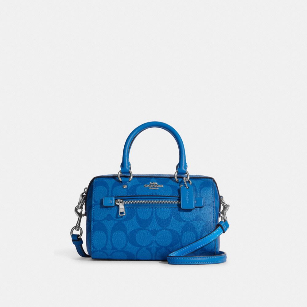 Mini Rowan Crossbody In Signature Canvas - SILVER/BRIGHT BLUE - COACH C9947