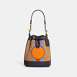 COACH C9955 Mini Dempsey Bucket Bag With Coach Patch GOLD/NATURAL MULTI