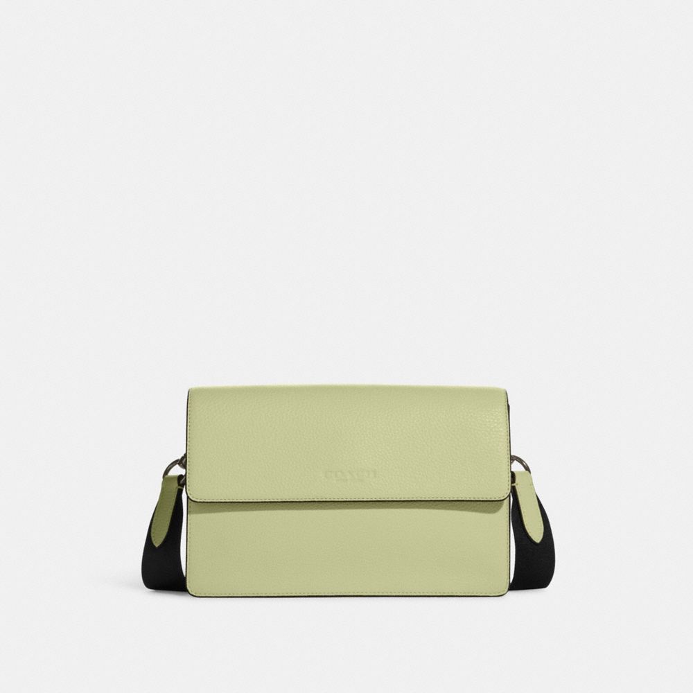 COACH C9971 Turner Flap Crossbody GUNMETAL/PALE LIME