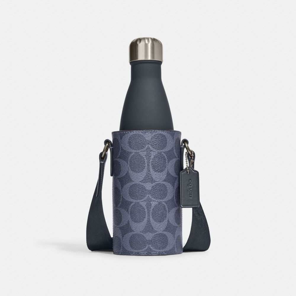 Water Bottle Crossbody In Signature Canvas - C9985 - GUNMETAL/DENIM