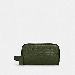 COACH C9986 Small Travel Kit In Signature Leather GUNMETAL/DARK SHAMROCK