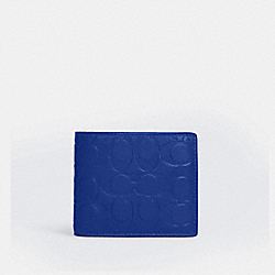 3 In 1 Wallet In Signature Leather - C9990 - Gunmetal/Sport Blue