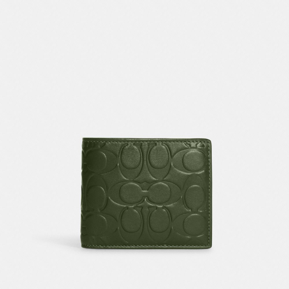 3 In 1 Wallet In Signature Leather - C9990 - GUNMETAL/DARK SHAMROCK