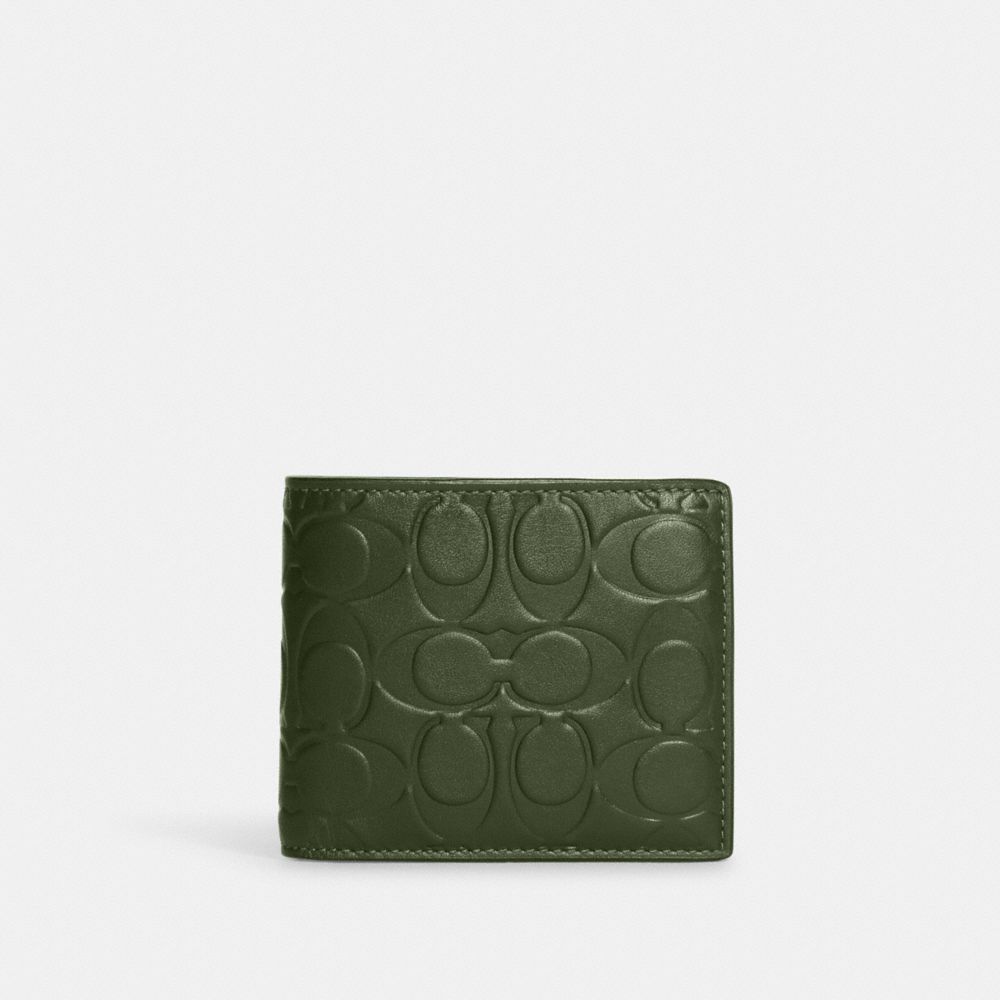 COACH C9990 - 3 In 1 Wallet In Signature Leather GUNMETAL/DARK SHAMROCK