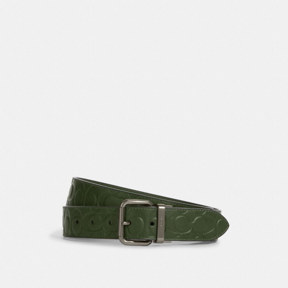 Roller Buckle Cut To Size Reversible Belt, 38 Mm - GUNMETAL/DARK SHAMROCK - COACH C9994