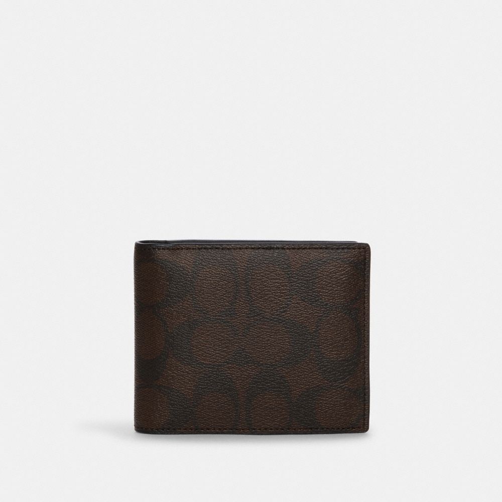 COACH CA001 - 3 In 1 Wallet In Blocked Signature Canvas GUNMETAL/MAHOGANY MULTI