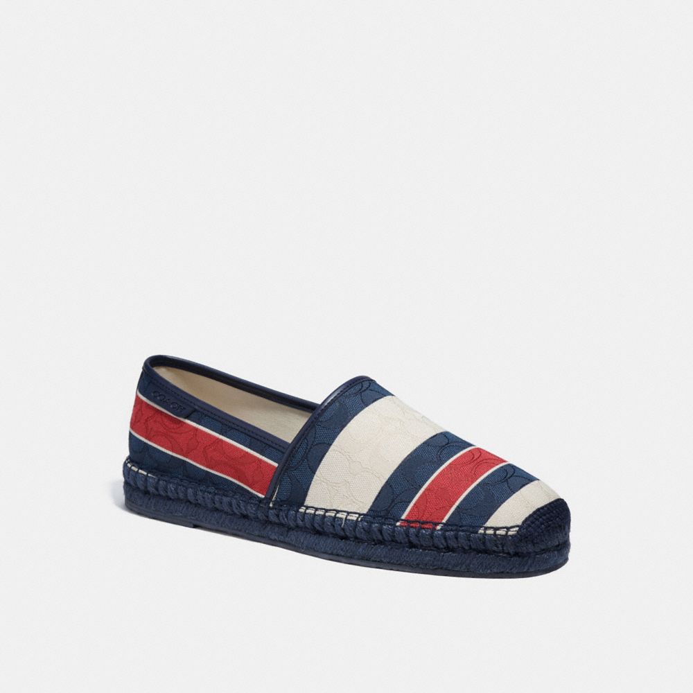 COACH CA017 Espadrille With Stripes MIDNIGHT RED MULTI