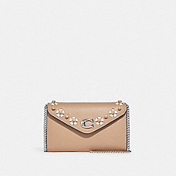 Tammie Clutch Crossbody With Floral Whipstitch - CA026 - Silver/Taupe Multi