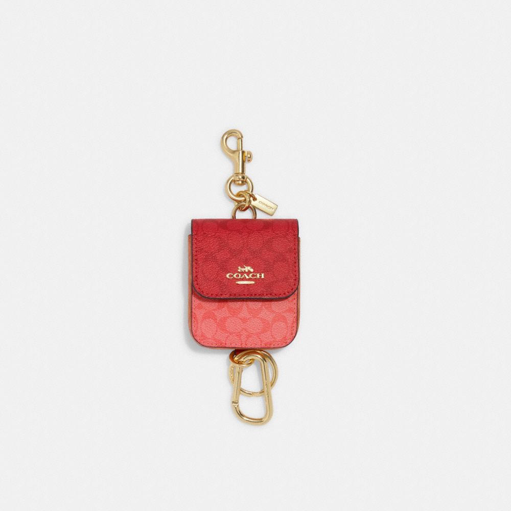 Multi Attachments Case Bag Charm In Colorblock Signature Canvas - CA027 - IM/MIAMI RED/PINK LEMONADE