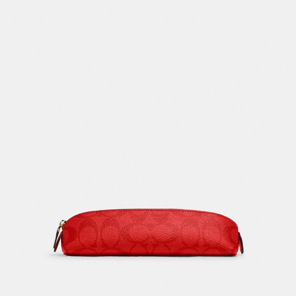 COACH CA029 Pencil Case In Colorblock Signature Canvas MIAMI RED