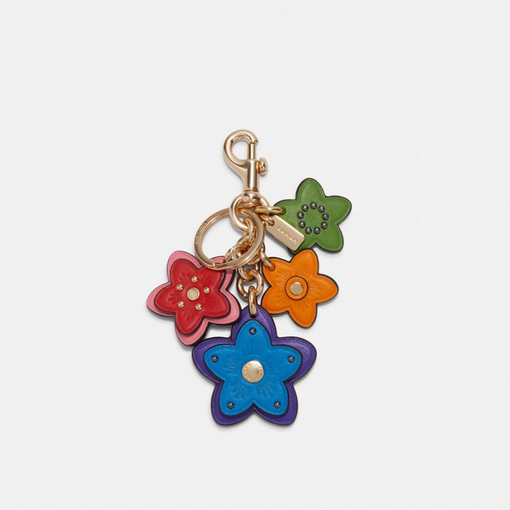 Wildflower Cluster Bag Charm In Colorblock Signature Canvas - CA031 - GOLD/MULTI