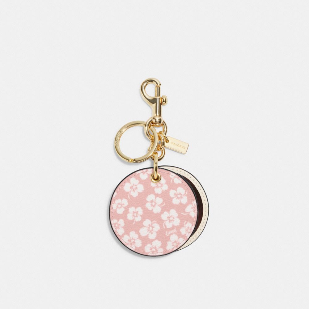 COACH CA045 Mirror Bag Charm With Graphic Ditsy Print IM/PINK WHITE