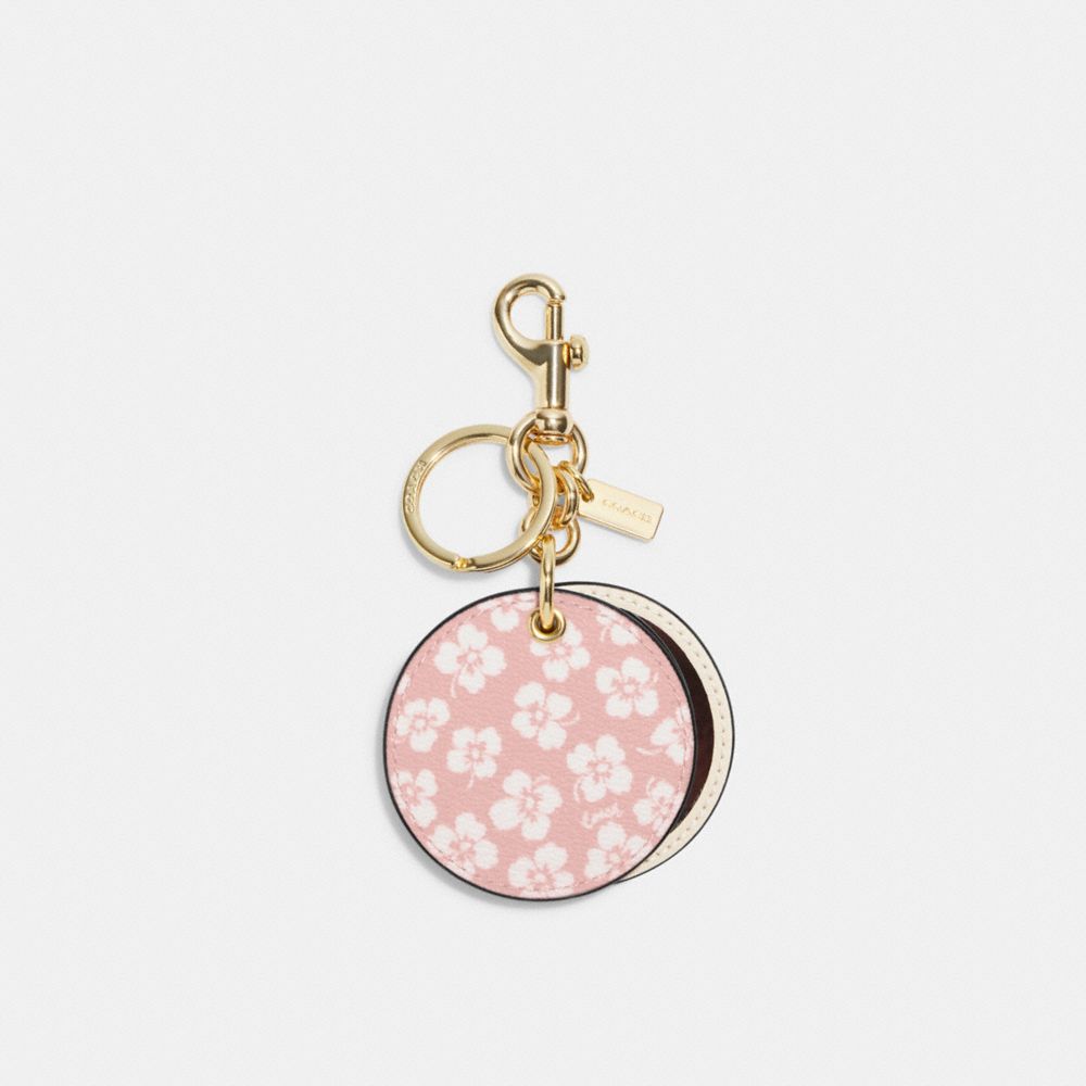 Mirror Bag Charm With Graphic Ditsy Print - CA045 - IM/Pink White