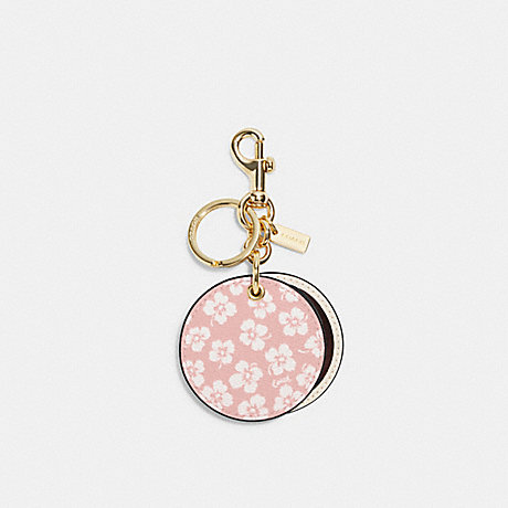 COACH CA045 Mirror Bag Charm With Graphic Ditsy Print IM/Pink-White