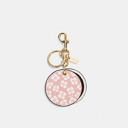 Mirror Bag Charm With Graphic Ditsy Print - CA045 - IM/Pink White