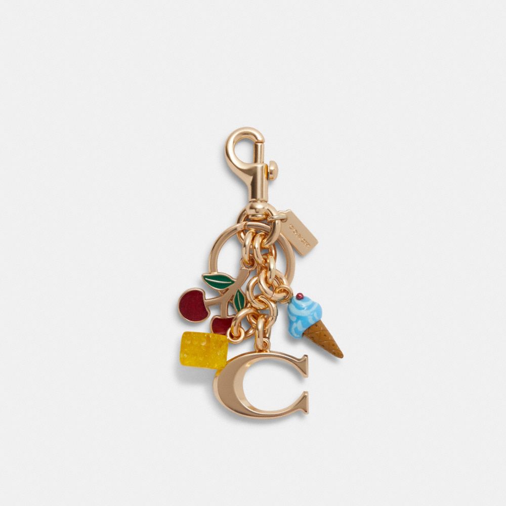 COACH CA052 Signature Mixed Charms Cluster Bag Charm GOLD/MULTI
