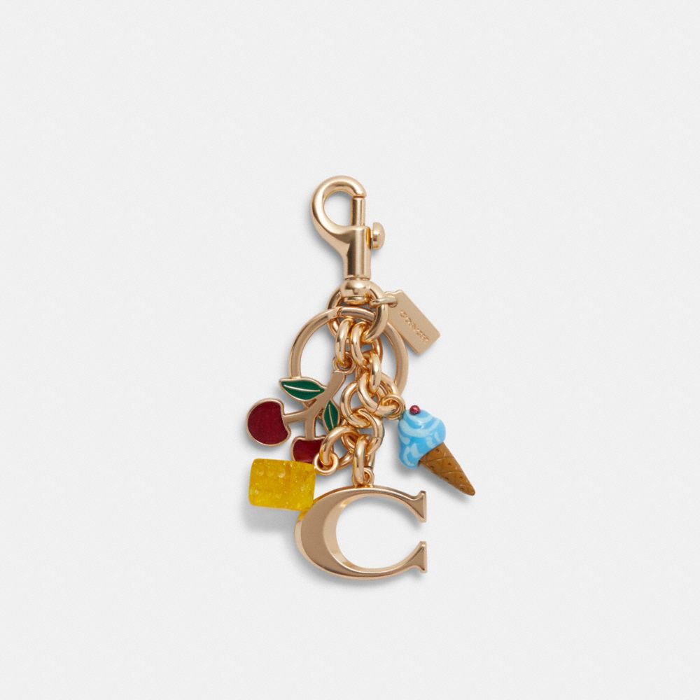 COACH CA052 Signature Mixed Charms Cluster Bag Charm Gold/Multi