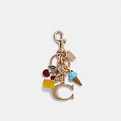 COACH CA052 Signature Mixed Charms Cluster Bag Charm GOLD/MULTI
