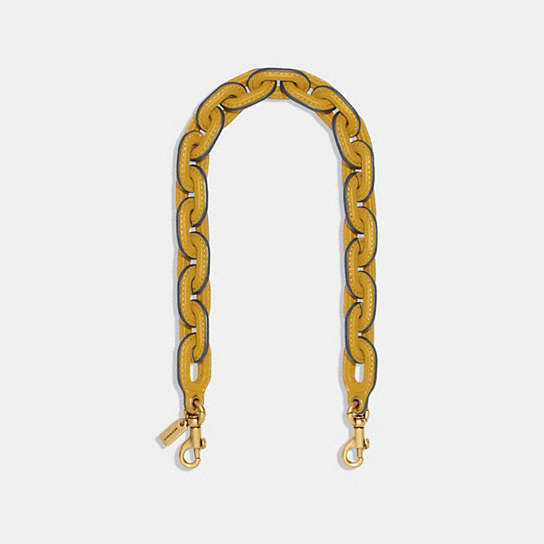 CA088 - Ombre Leather Covered Short Chain Strap Brass/Yellow Gold