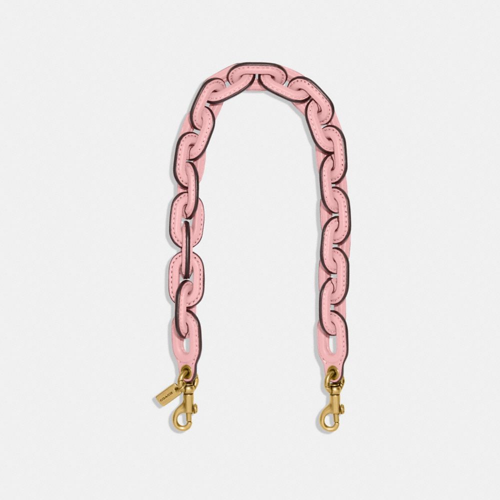 COACH CA088 Ombre Leather Covered Short Chain Strap Brass/Bubblegum