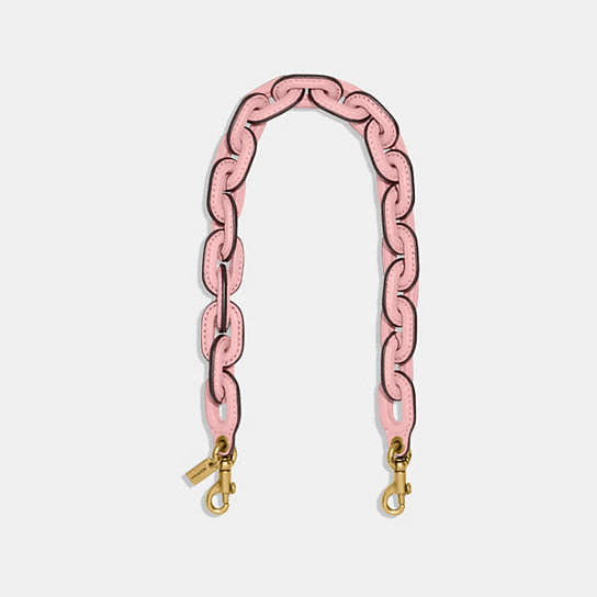 CA088 - Ombre Leather Covered Short Chain Strap Brass/Bubblegum