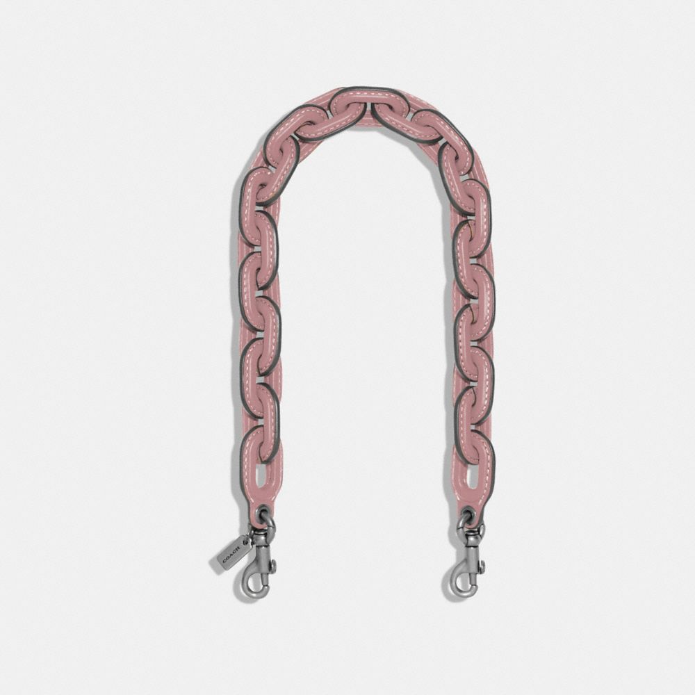 Leather Covered Short Chain Strap - CA088 - Silver/Faded Purple