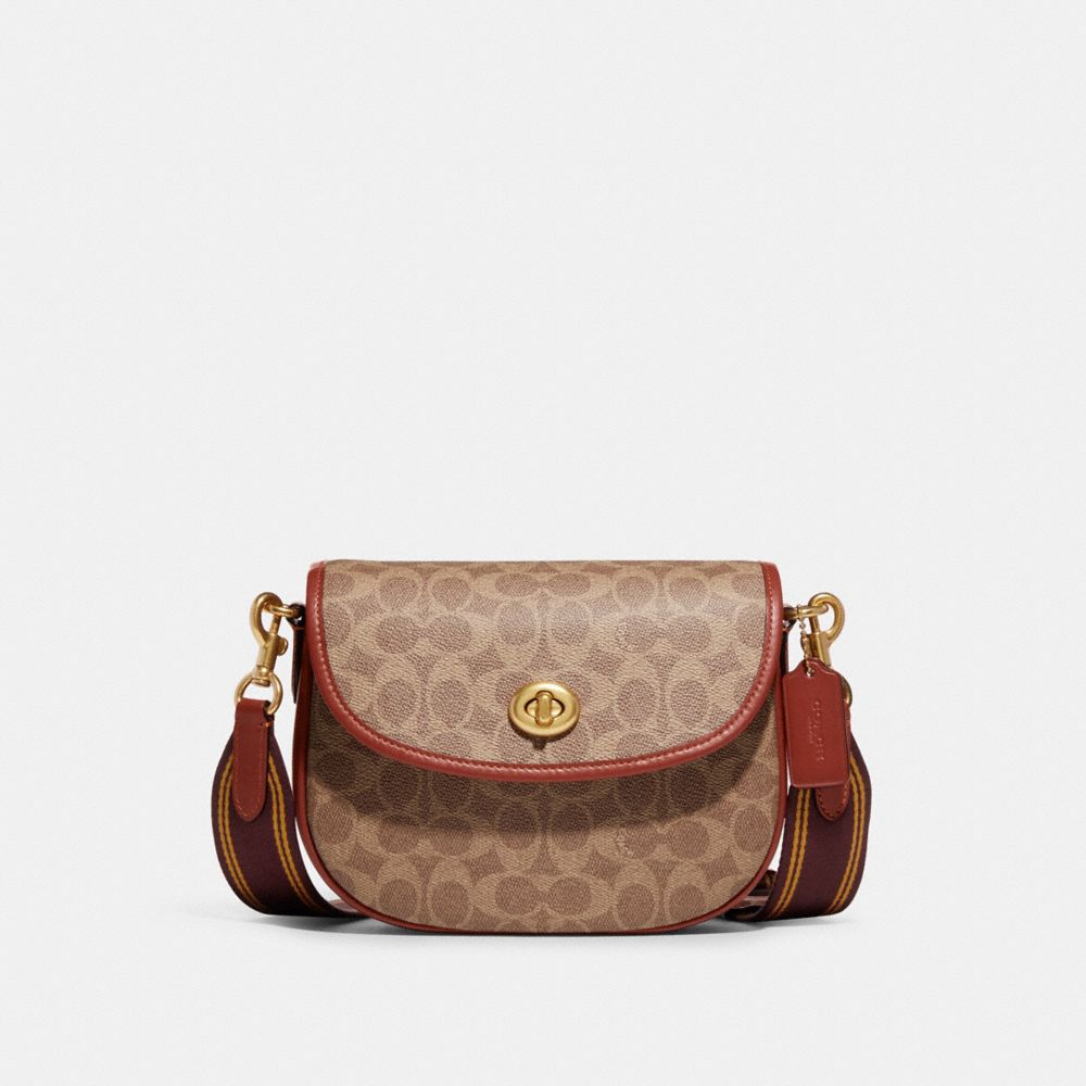 COACH CA093 Willow Saddle Bag In Signature Canvas Brass/Tan/Rust